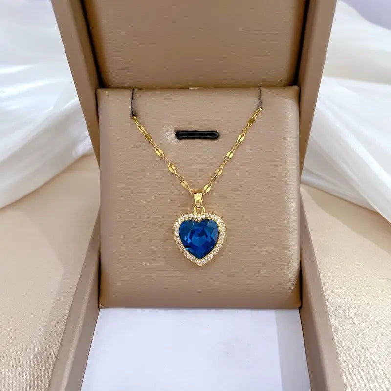 SAPPHIRE HEART GOLD NECKLACE