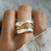 AURIC WAVES MIXED METAL RING