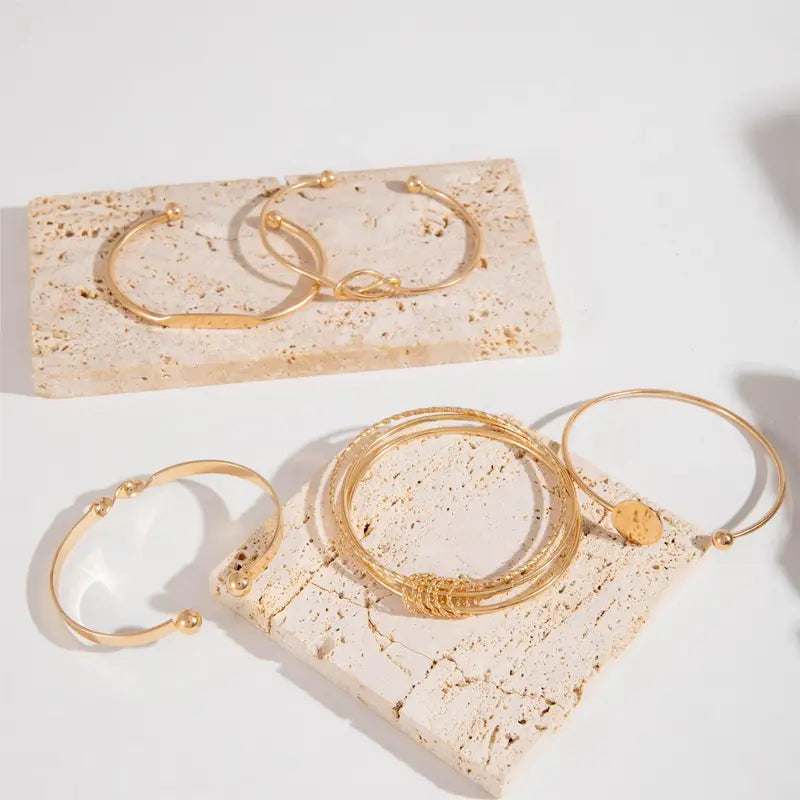 ELEGANT ROSE GOLD-TONE BANGLE BRACELET SET