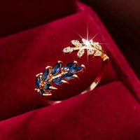 SAPPHIRE LEAF GOLD RING