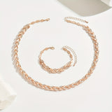 ELEGANT ROSE GOLD-TONE LEAF LINK JEWELLERY SET
