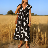 FRANCESCAH | RELAXED V-NECK MAXI DRESS
