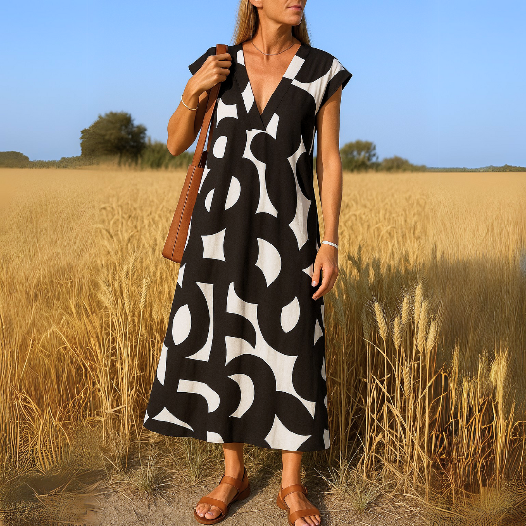 FRANCESCAH | RELAXED V-NECK MAXI DRESS