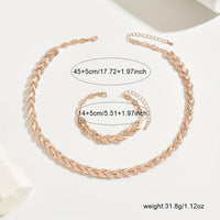 ELEGANT ROSE GOLD-TONE LEAF LINK JEWELLERY SET