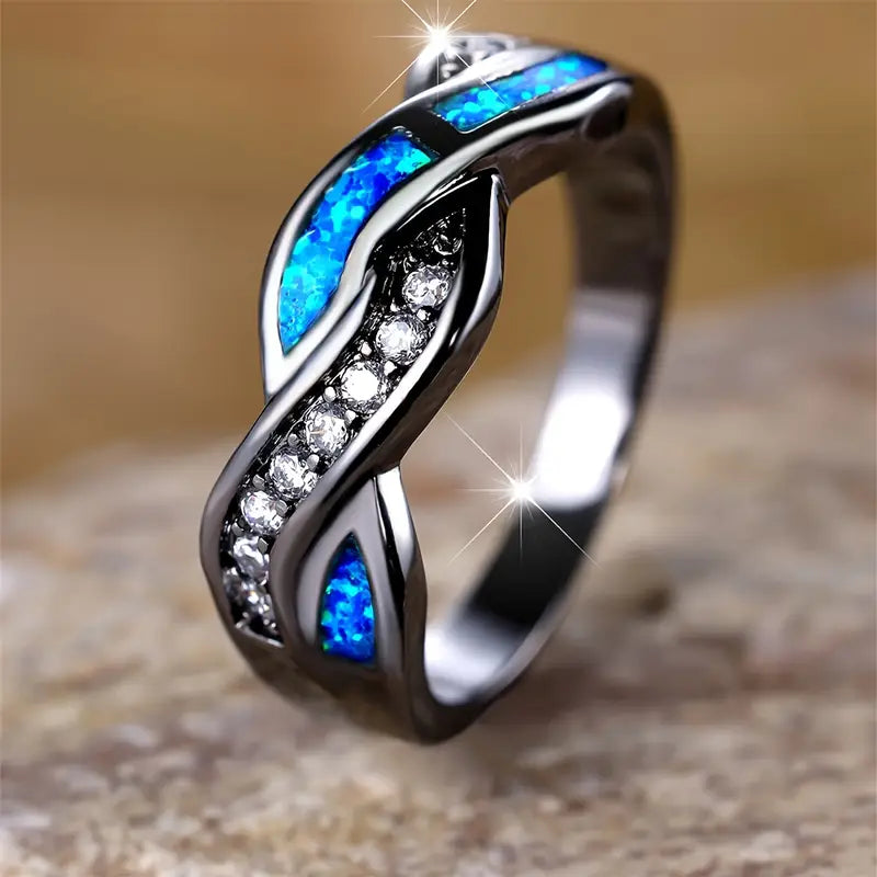 AURORA BLUE OPAL TWIST RING