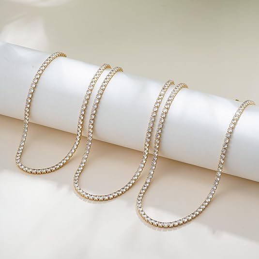 ELEGANT GOLD-PLATED TENNIS NECKLACE