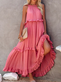 ENYA | RUFFLE DETAIL MAXI DRESS
