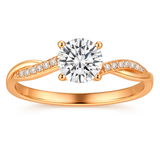 ELEGANT GOLD-PLATED TWIST SOLITAIRE RING