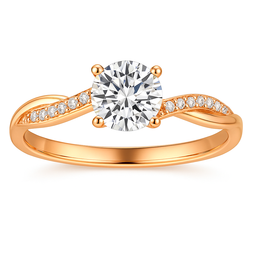 ELEGANT GOLD-PLATED TWIST SOLITAIRE RING