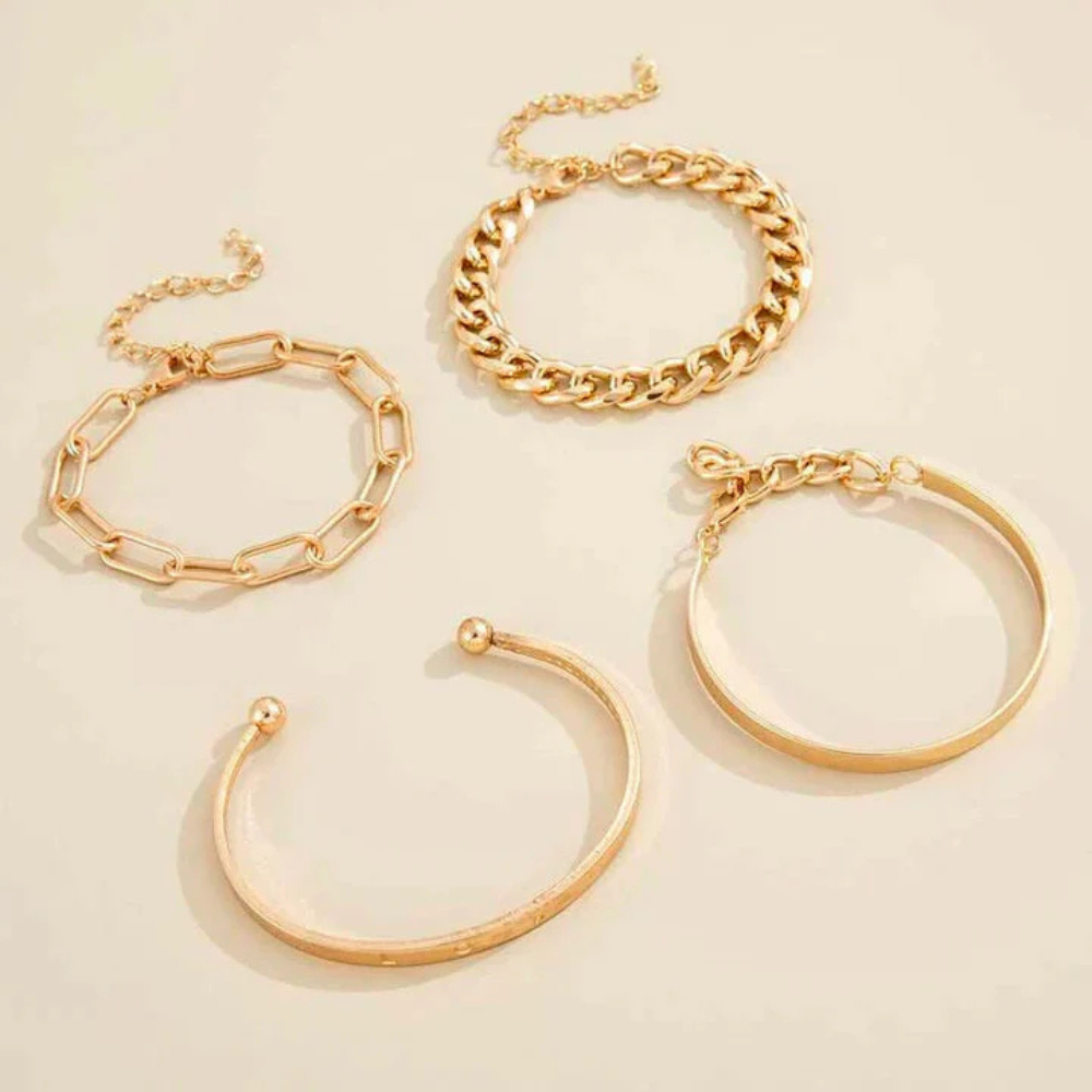 ELEGANT GOLD-TONE MIXED BRACELET SET