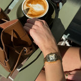 ELEGANT GOLD-TONE CLASSIC SQUARE WATCH