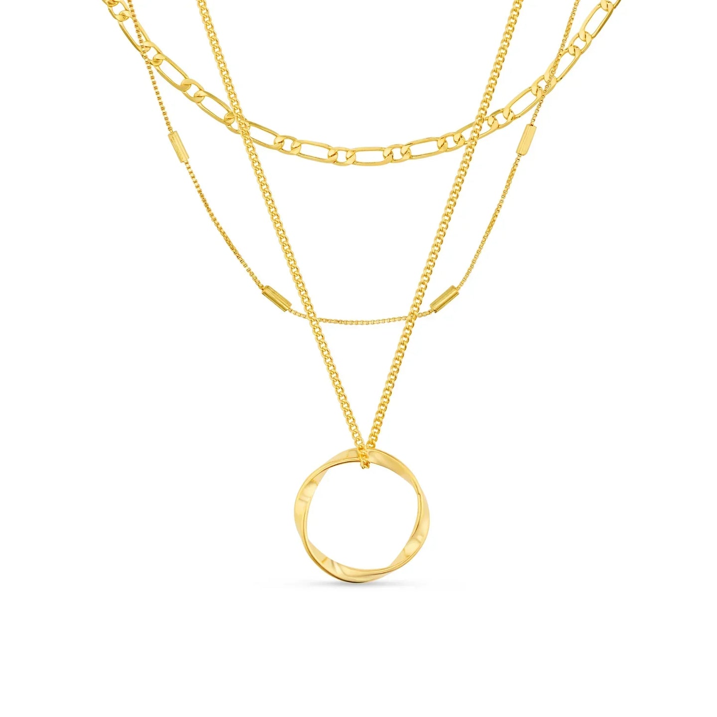 ELEGANT GOLD-PLATED LAYERED NECKLACE SET