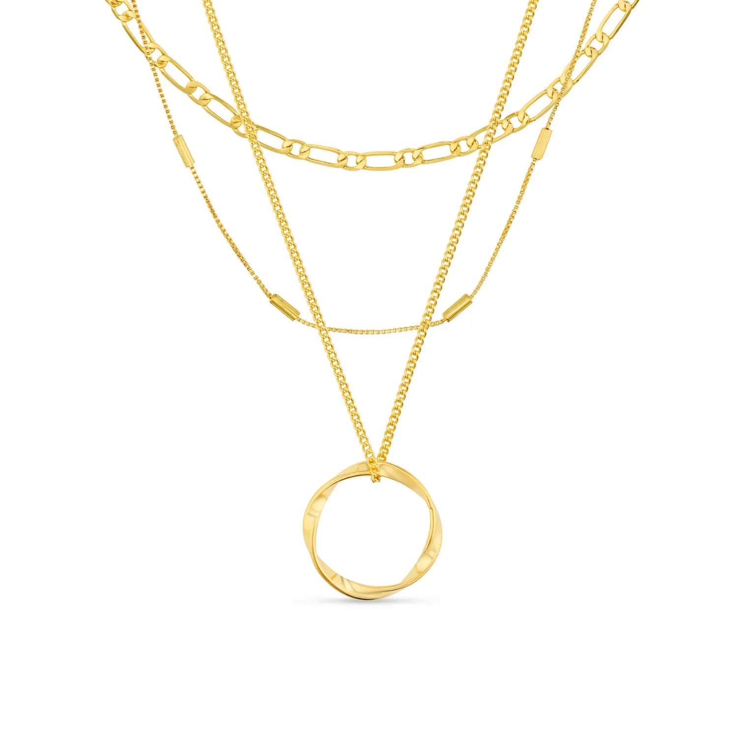 ELEGANT GOLD-PLATED LAYERED NECKLACE SET
