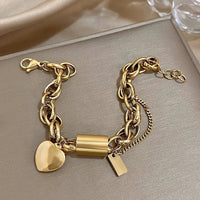 ELEGANT GOLD-PLATED HEART CHARM BRACELET