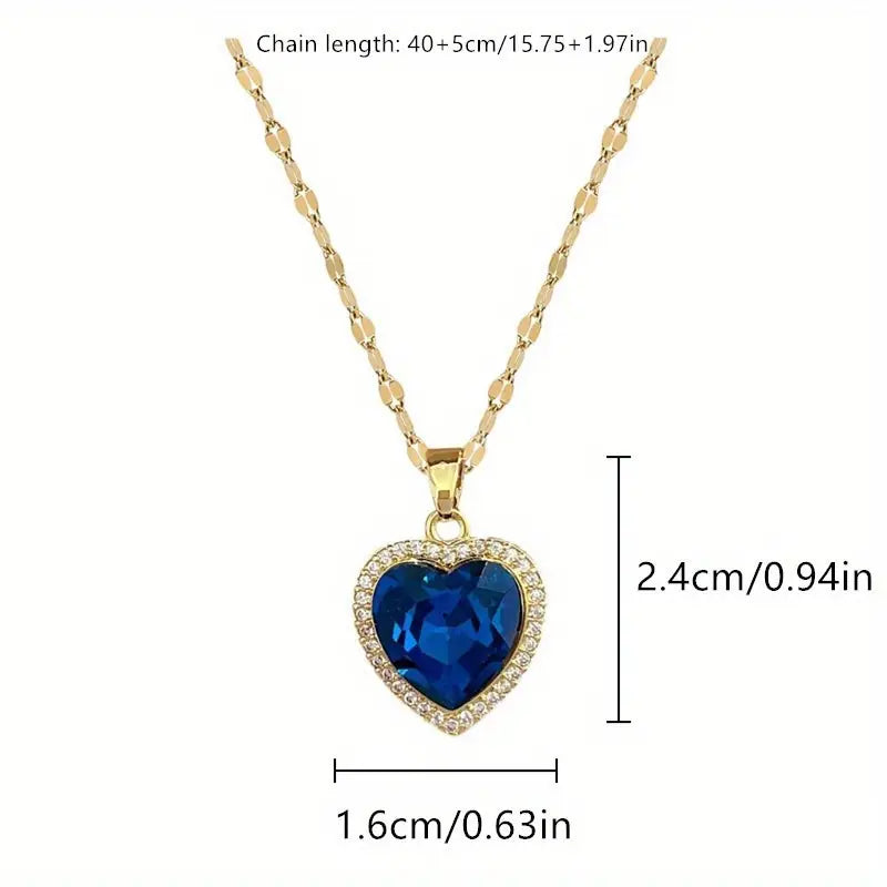 SAPPHIRE HEART GOLD NECKLACE