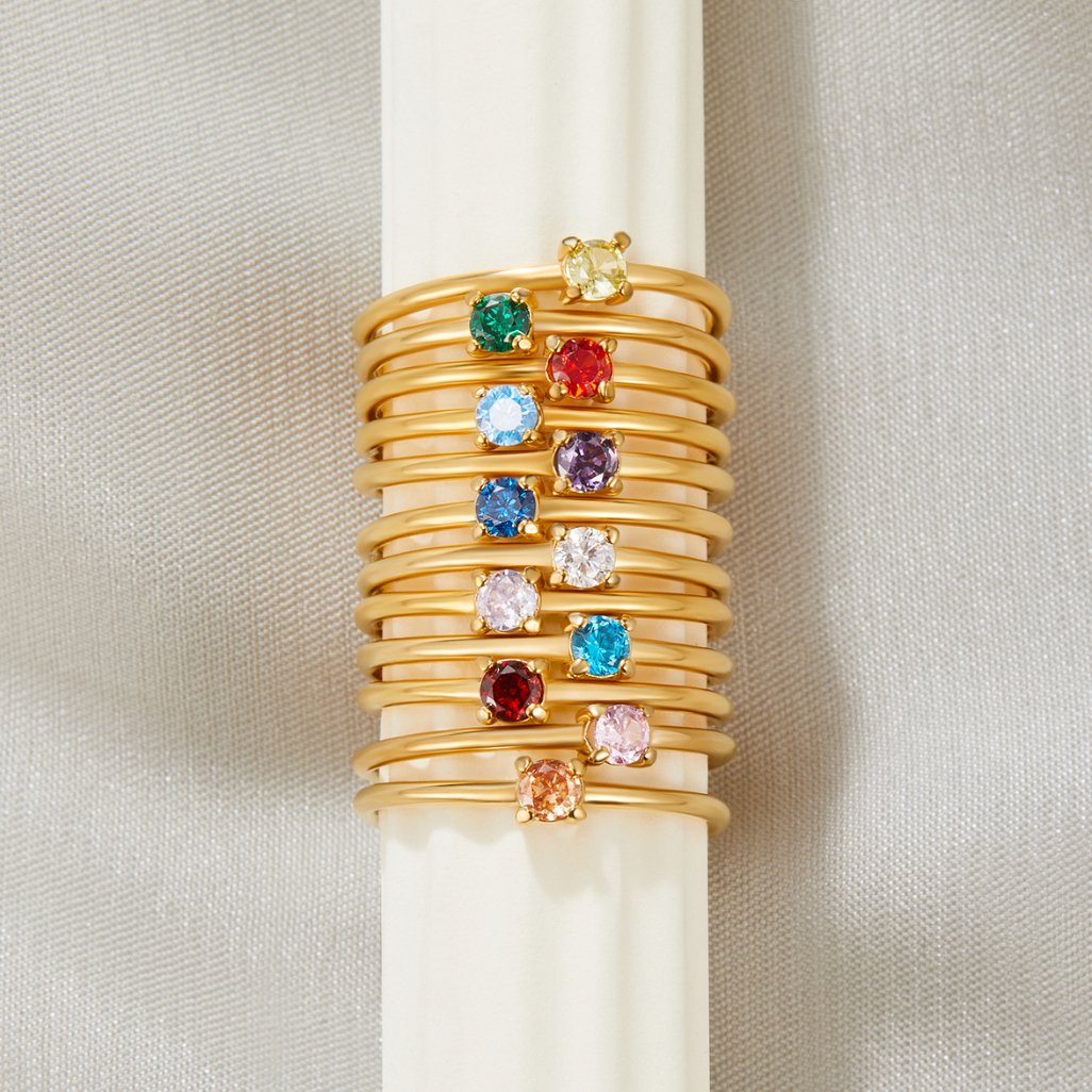 BIRTHSTONE ELEGANCE GOLD RING