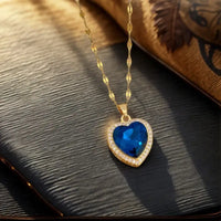 SAPPHIRE HEART GOLD NECKLACE
