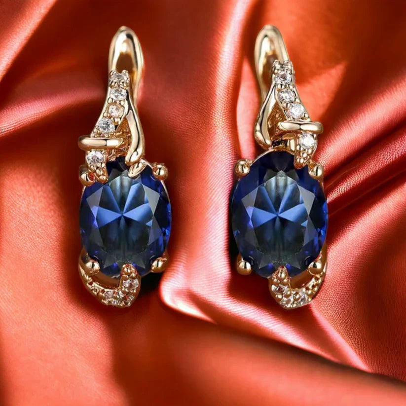 AURELENE SAPPHIRE GOLD EARRINGS