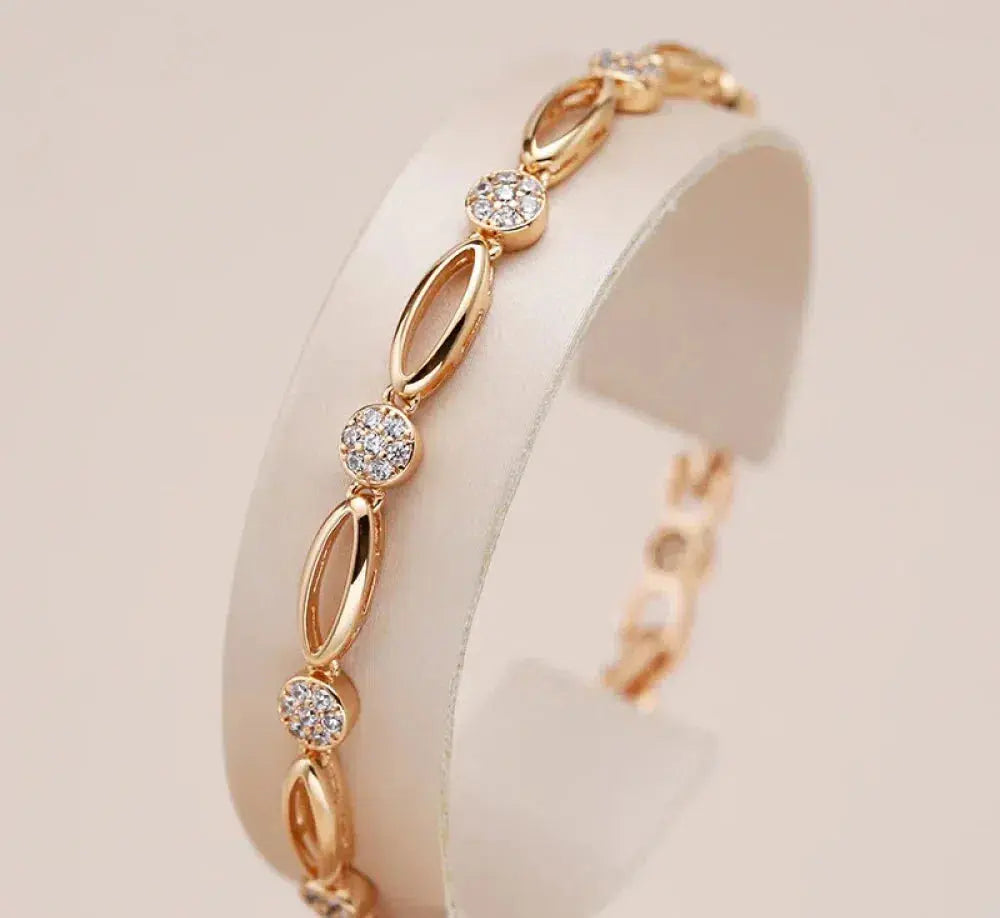 ELEGANT ROSE GOLD-TONE MARQUISE & CIRCLE BRACELET