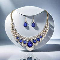 ROYAL SAPPHIRE STATEMENT NECKLACE & EARRING SET