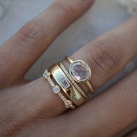 ROSÉ CRYSTAL STACKED GOLD RING SET
