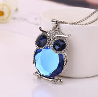 MIDNIGHT BLUE OPALITE CRYSTAL OWL NECKLACE