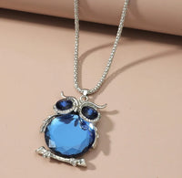 MIDNIGHT BLUE OPALITE CRYSTAL OWL NECKLACE