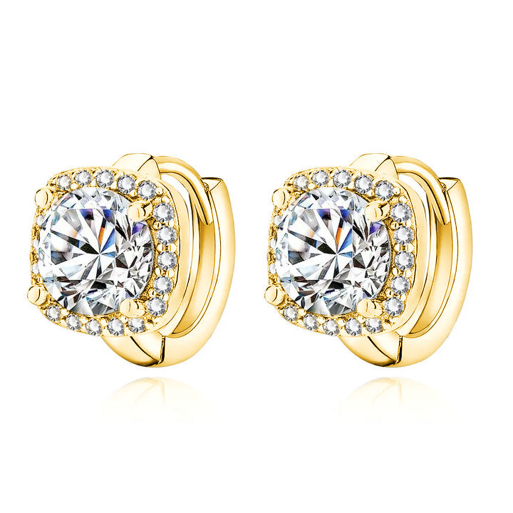 RADIANT GOLD-PLATED HALO STUD EARRINGS