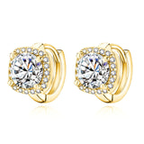 RADIANT GOLD-PLATED HALO STUD EARRINGS