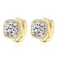 RADIANT GOLD-PLATED HALO STUD EARRINGS