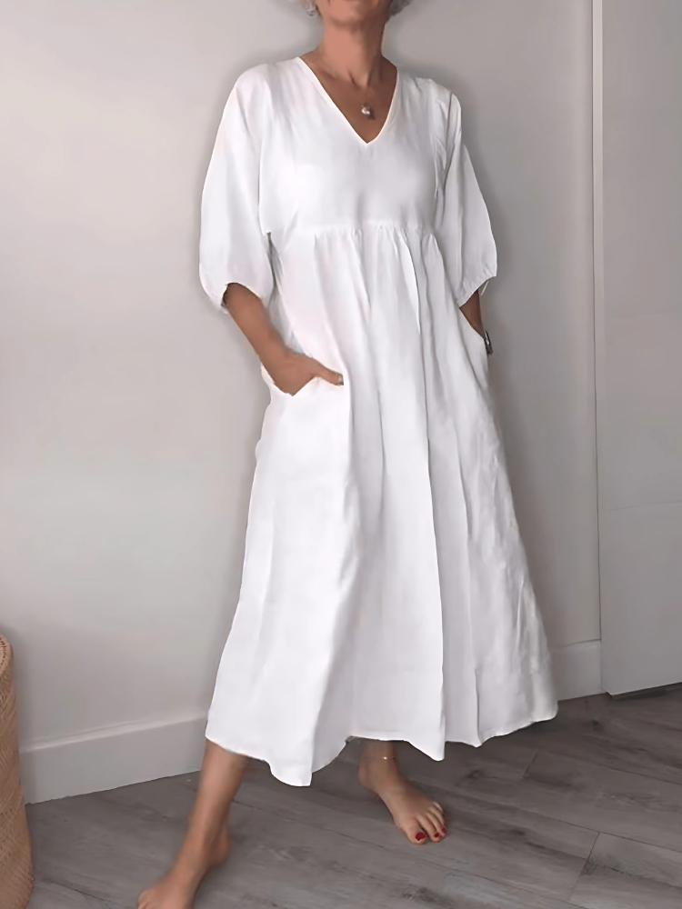 ALINAH | ELEGANT V-NECK MAXI DRESS